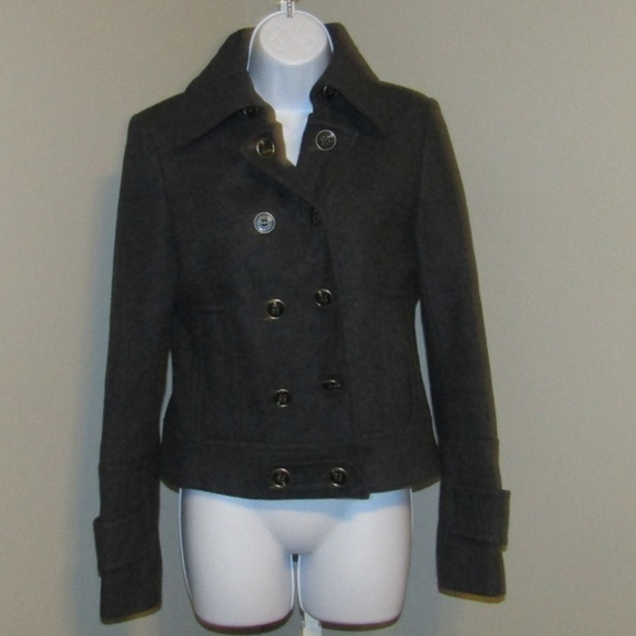 Express Jacket Grey Double Button 60% Wool Winter - Picture 2 of 6